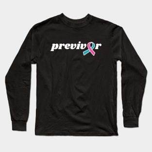 Previvor Pink and Teal Ribbon Cancer Pre-Survivor Long Sleeve T-Shirt